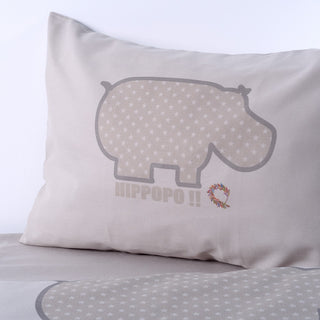 Pair of Pillowcases Bebe AERO Hippopo Sand 35x50cm.