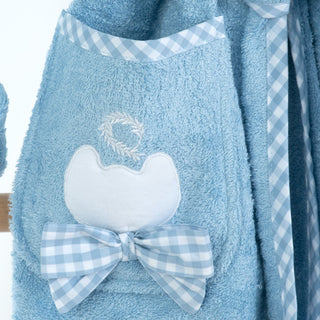 Children's bathrobe Cat Light blue with hood
