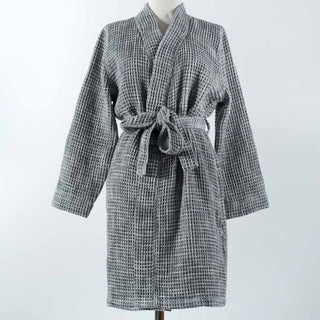 Gray pique bathrobe
