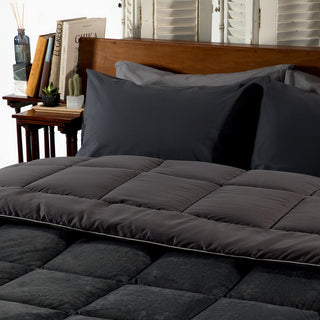 Anthracite Velor Quilt Single &amp; Super Double