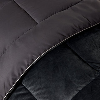 Anthracite Velor Quilt Single &amp; Super Double