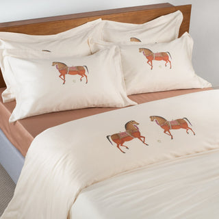 Pair of FAETHON Pillowcases Iranian Horse Ecru 50x75cm.