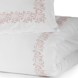 Bettbezug King Size Mimosa Weiß/Rosa 260x240 mit Stickerei