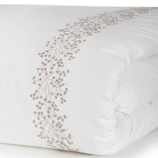 Duvet cover King Size Mimosa White/Taupe 260x240 with Embroidery