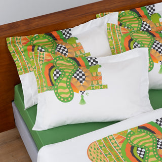 King Size Bed Sheets Porto Green Set of 4 pcs