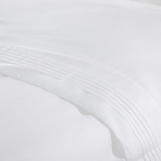 Ensemble de draps blancs en satin super double plissé, 4 pièces. 240x270cm.