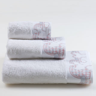 Carousel Towel Set White-Pink 3 pcs